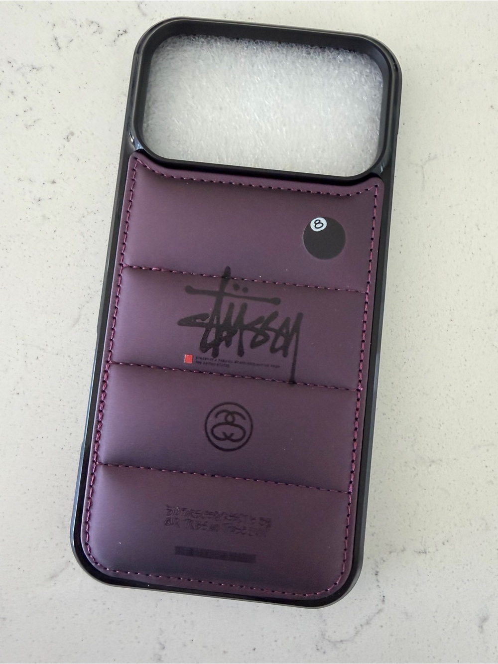 Stussy Purple Quilted Phone Case with Signature Logo iPhone 17 ProMax